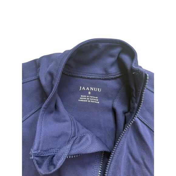 Jaanuu Women's Scrub Jacket Full Zip Dark Blue Small Fitted‎ Thumb Holes Soft - Picture 4 of 6